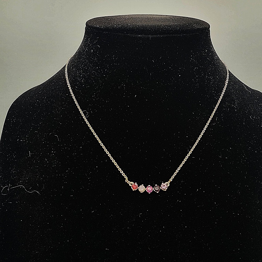 Time and Tru Multi-Stone Bar Necklace Adjustable Gold Tone Rhinestone